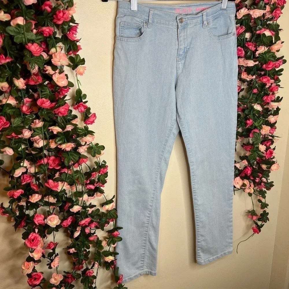 The Children’s Place Light Wash Denim Straight Leg Jeans Girls Casual Comfort 14